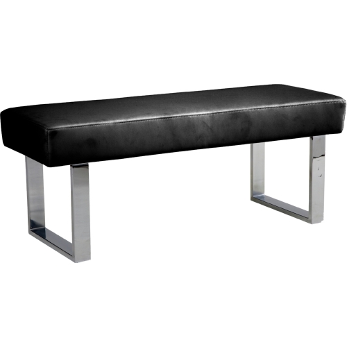 Amanda Dining Bench in Black Leatherette w/ Chrome Legs