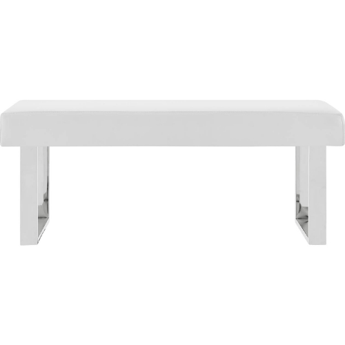 Amanda Dining Bench in White Leatherette w/ Chrome Legs