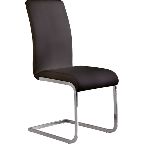 Amanda Dining Chair in Black Leatherette w/ Chrome Legs (Set of 2)