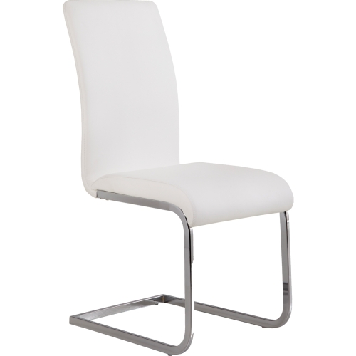 Amanda Dining Chair in White Leatherette w/ Chrome Legs (Set of 2)