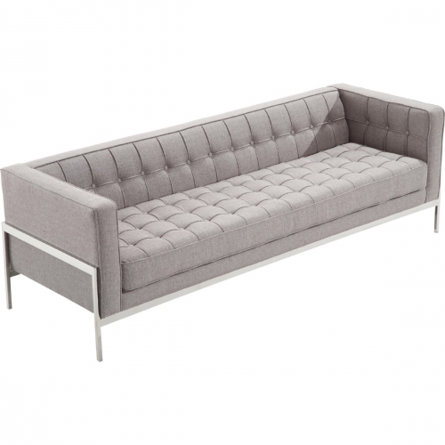 Andre Contemporary Sofa in Gray Tweed and Stainless Steel