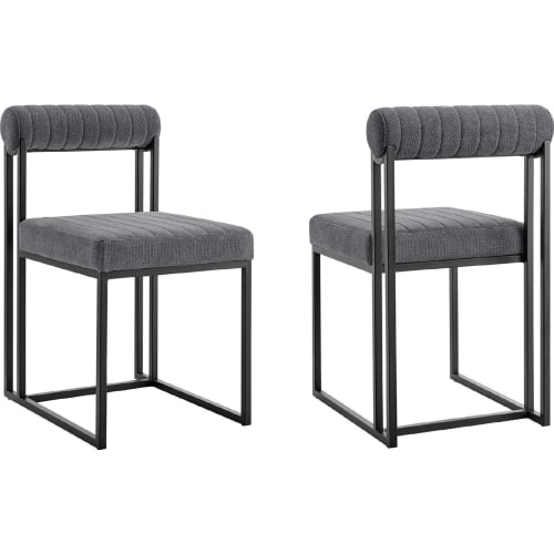 Anastasia Dining Chair in Matte Black Iron & Anchor Gray Fabric (Set of 2)