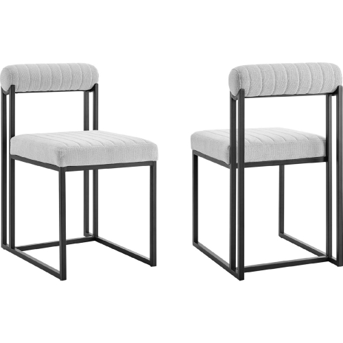 Anastasia Dining Chair in Matte Black Iron & Light Gray Fabric (Set of 2)