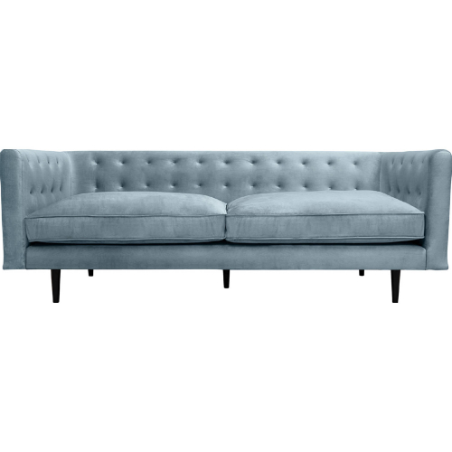 Annabelle 80" Sofa in Tufted Bluestone Velvet & Black Wood