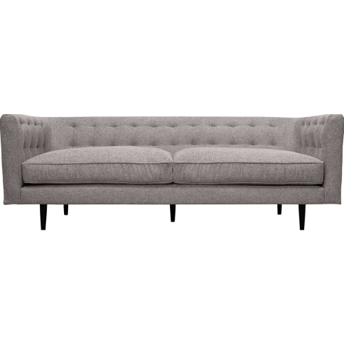 Annabelle 80" Sofa in Tufted Gray Fabric & Black Wood