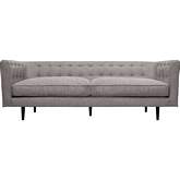 Annabelle 80" Sofa in Tufted Gray Fabric & Black Wood