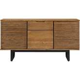 Aldo Sideboard Buffet Cabinet in Brown Oak Wood & Black Metal