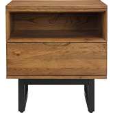 Aldo 1 Drawer Nightstand in Brown Oak Wood & Black Metal Legs