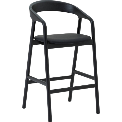 Apache Counter Stool in Black Oak & Black Leatherette (Set of 2)