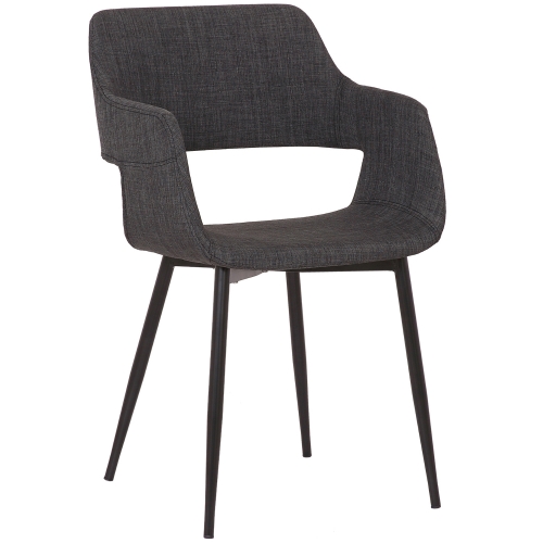 Ariana Open Back Dining Chair in Charcoal Gray Fabric