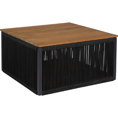 Artesia Outdoor Coffee Table in Teak Wood & Black Rope