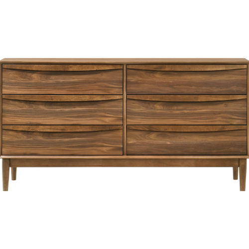 Artemio 6 Drawer Dresser in Walnut Finish Wood