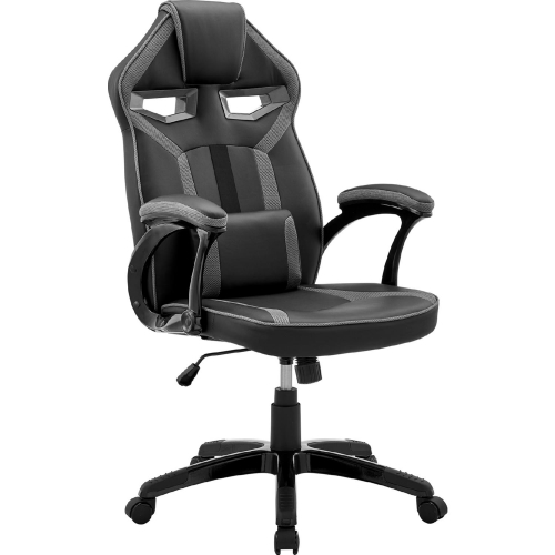 Aspect Adjustable Gaming Chair in Black Leatherette & Grey Mesh w/ Lumbar