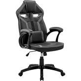 Aspect Adjustable Gaming Chair in Black Leatherette & Grey Mesh w/ Lumbar