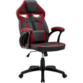 Aspect Adjustable Gaming Chair in Black Leatherette & Red Mesh w/ Lumbar