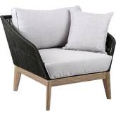 Athos Indoor Outdoor Club Chair in Light Wood, Latte Rope & Gray Fabric (Set of 2)