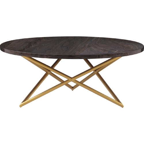 Atala Coffee Table Brown Veneer w/ Brushed Gold Legs