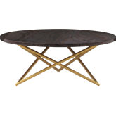 Atala Coffee Table Brown Veneer w/ Brushed Gold Legs