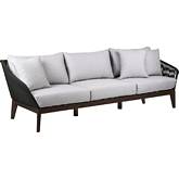 Athos Indoor Outdoor Sofa in Dark Wood, Latte Rope & Gray Fabric