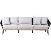 Athos Indoor Outdoor Sofa in Light Wood, Latte Rope & Gray Fabric