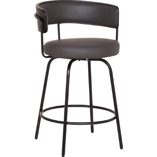 Avalon 26" Swivel Counter Stool in Gray Leatherette & Black