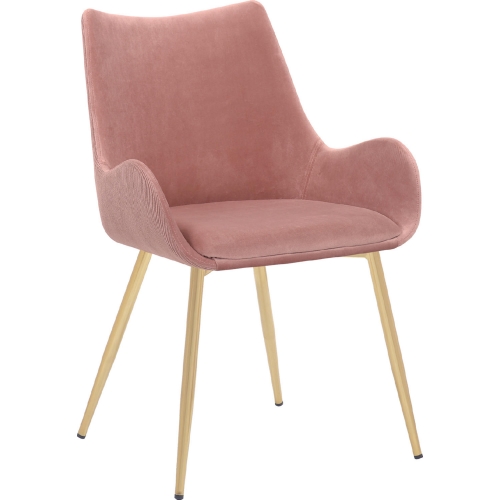 Avery Dining Chair in Pink Fabric & Gold Legs