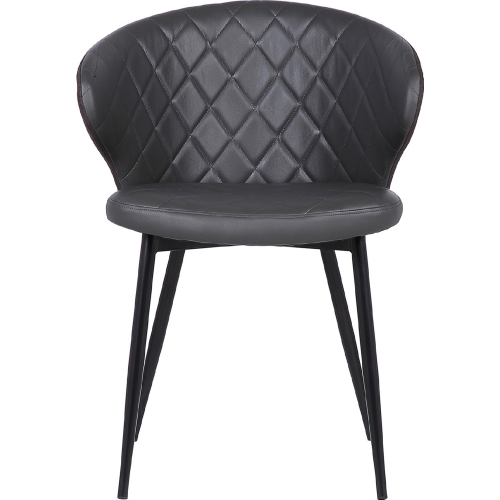 Ava Dining Chair in Quilted Grey Leatherette on Black Metal Legs