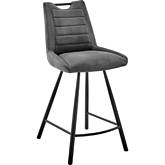 Arizona 30" Bar Stool in Charcoal Gray Fabric & Black Finish