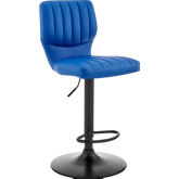 The Bardot Adjustable Height Swivel Bar Stool in Blue Leatherette