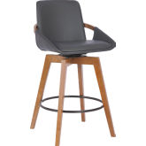 Baylor Swivel 26" Counter Stool in Grey Leatherette & Wood