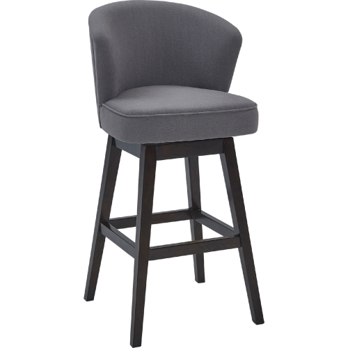 Brandy 26" Swivel Counter Stool in Grey Fabric & Espresso Wood (Set of 2)