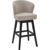 Brandy 26" Swivel Counter Stool in Tan Fabric & Espresso Wood (Set of 2)