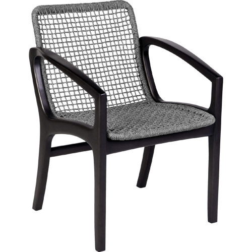 Beckham Outdoor Dining Chair in Dark Eucalyptus Wood, Steel & Gray Rope (Set of 2)