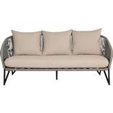 Benicia Outdoor Sofa in Black Steel, Gray Rope & Taupe Olefin Fabric