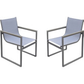 Bistro Outdoor Dining Chair in Grey Textilene & Aluminum (Set of 2)