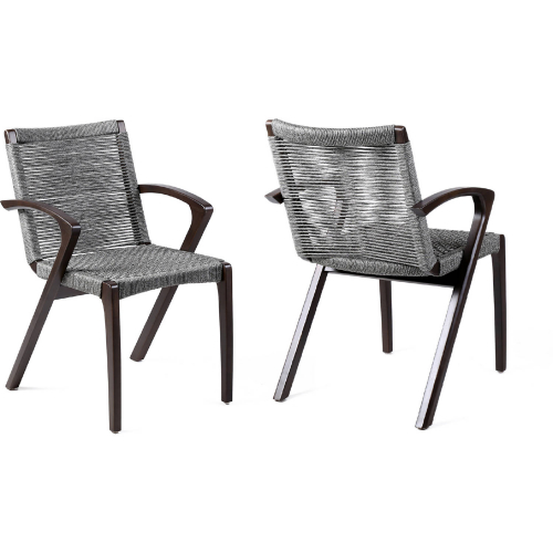 Brielle Outdoor Arm Chair in Earth Finish Eucalyptus & Gray Rope (Set of 2)