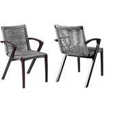 Brielle Outdoor Arm Chair in Earth Finish Eucalyptus & Gray Rope (Set of 2)