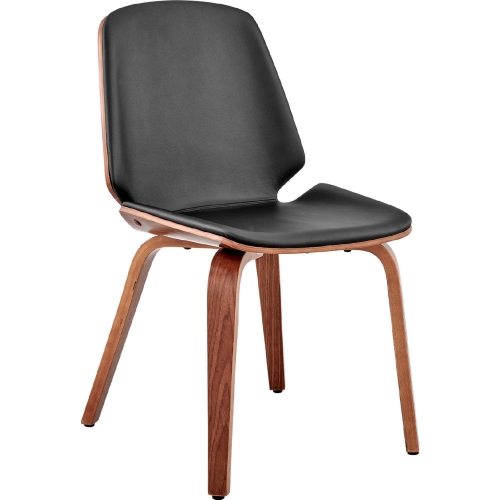 Brinley Dining Chair in Black Leatherette & Walnut Finish