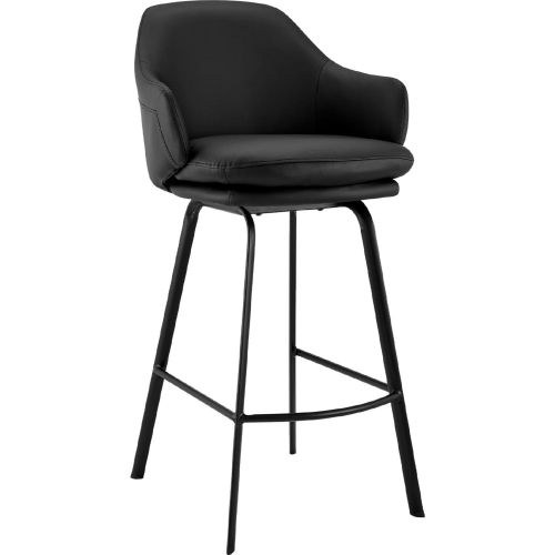 Brigden 26" Swivel Counter Stool in Black Leatherette & Black Metal