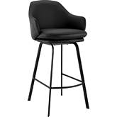 Brigden 30" Swivel Bar Stool in Black Leatherette & Black Metal