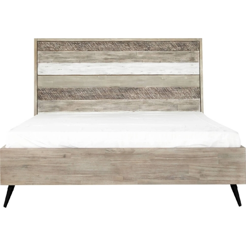 Bridges King Platform Bed in Two Tone Grey Acacia Wood