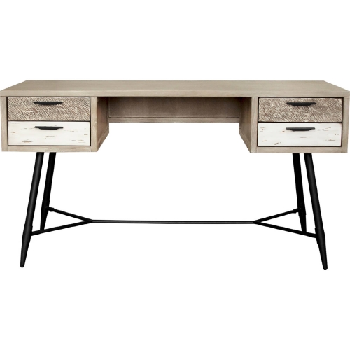 Bridges 4 Drawer Desk in Two Tone Grey Acacia Wood