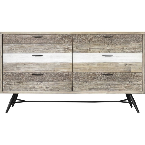 Bridges 6 Drawer Dresser in Two Tone Grey Acacia Wood