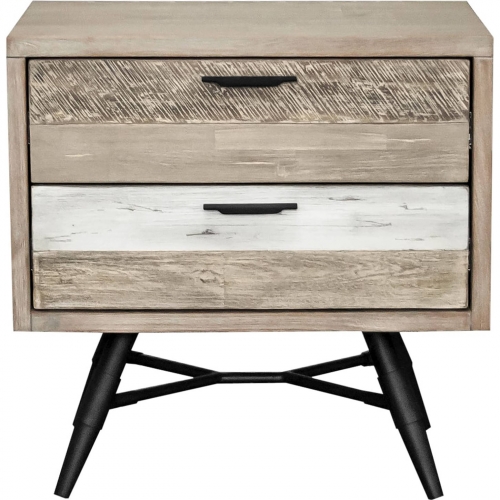 Bridges 2 Drawer Nightstand in Two Tone Grey Acacia Wood