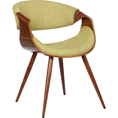 Butterfly Mid-Century Dining Chair in Walnut Finish & Green Fabric