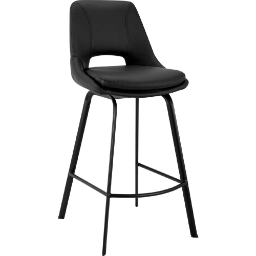 Carise 30" Swivel Bar Stool in Black Leatherette & Black Metal