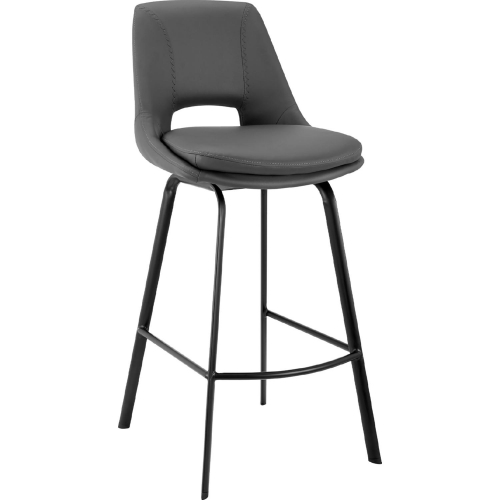 Carise 30" Swivel Bar Stool in Gray Leatherette & Black Metal