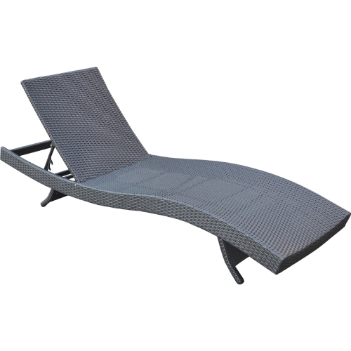 Cabana Outdoor Adjustable Poly Wicker Chaise Lounge Chair in Black (Set of 2)