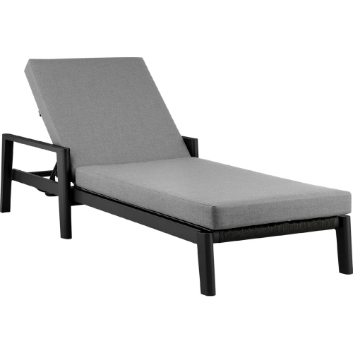 Cayman Outdoor Adjustable Chaise in Black Aluminum with Grey Cushions