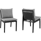 Cayman Outdoor Dining Chair in Black Aluminum & Grey Fabric (Set of 2)